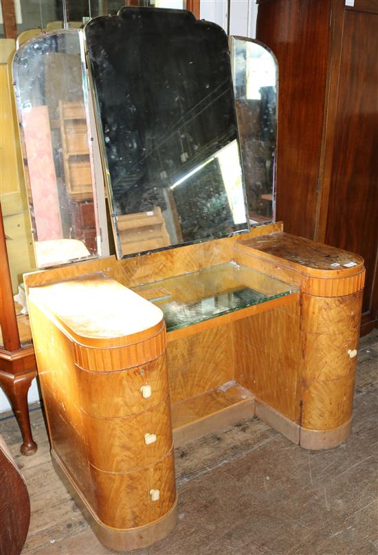 Deco style walnut dressing table